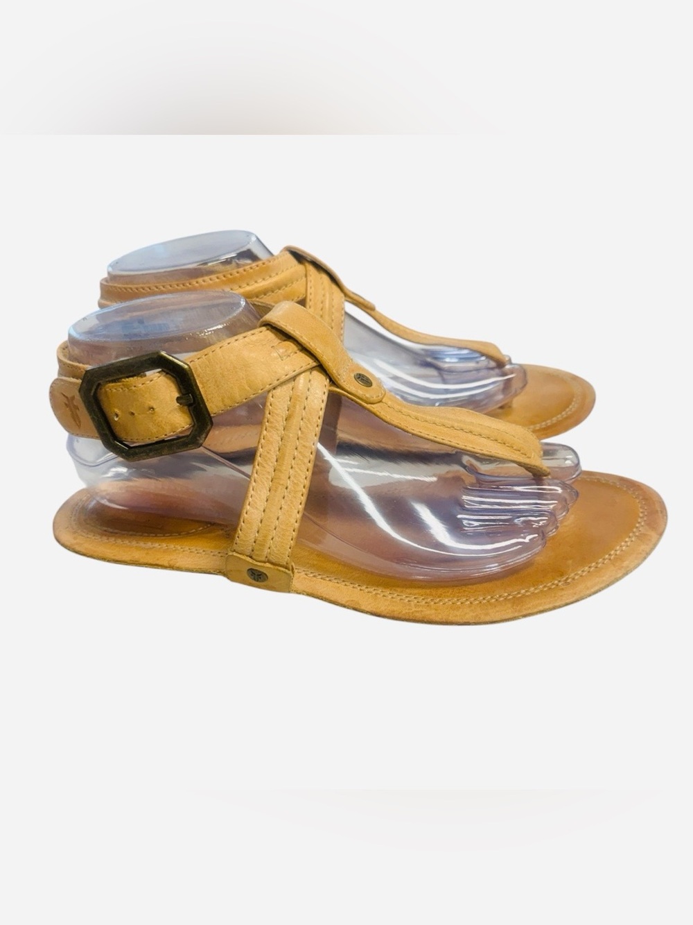 Frye Alessia Trapunto Thong Sandals Leather Light Tan/Natural Size 9